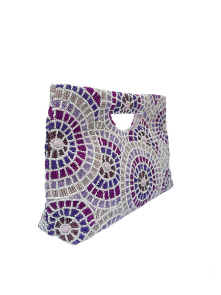 Bolso de mano  bordado mosaico tonos violeta