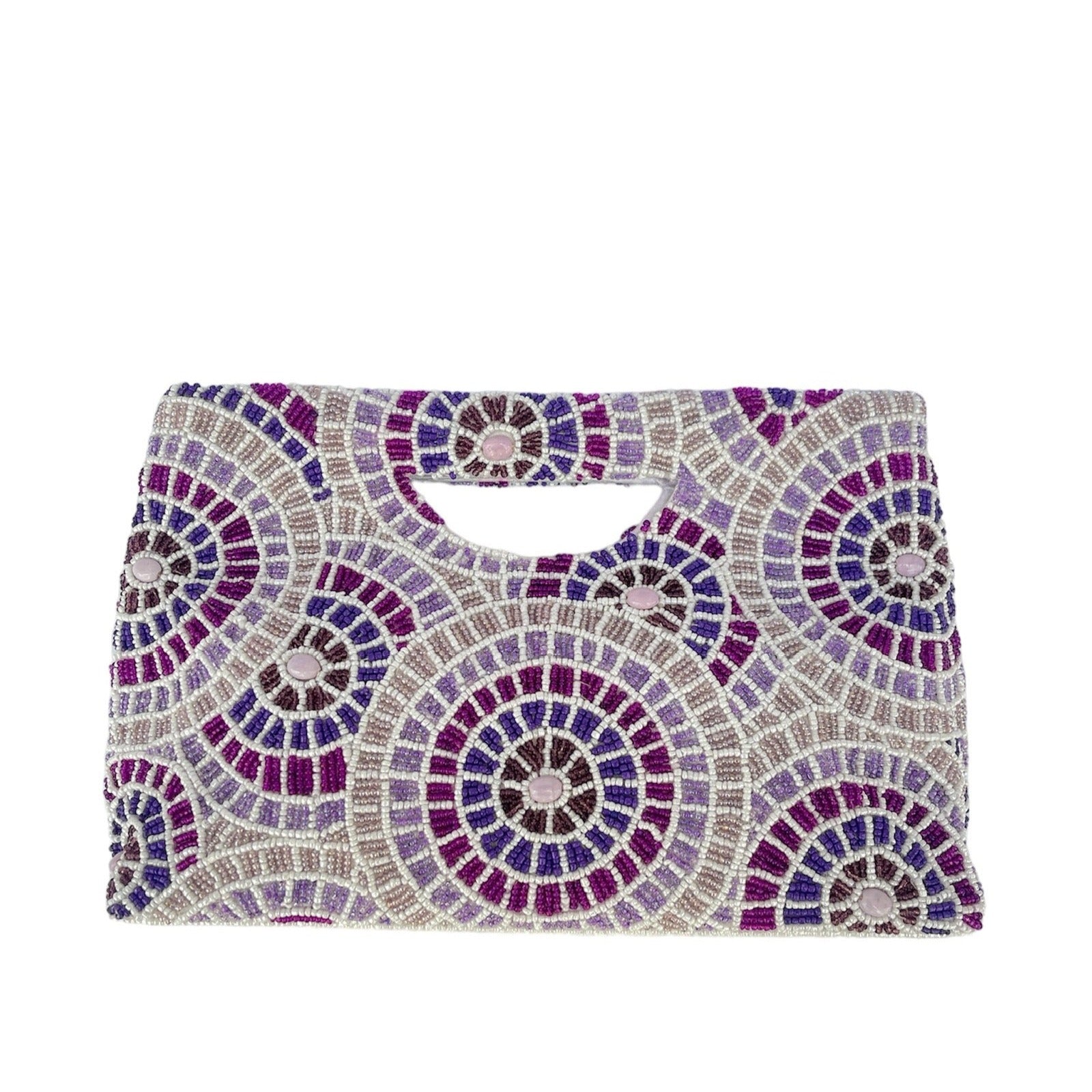 Bolso de mano  bordado mosaico tonos violeta