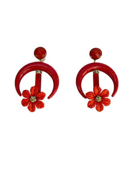 Pendientes FAHOMA en resina roja y naranja