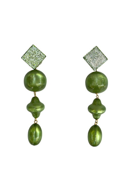 Pendientes FAHOMA en resina verde efecto cristal