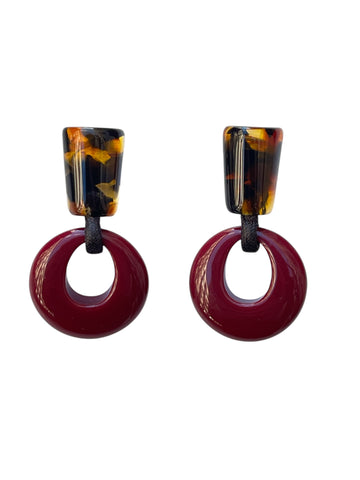 Pendientes de colores en resinas italianas carey y granate