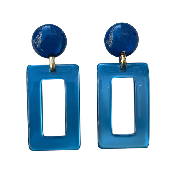 Pendientes rectangulares en resina italiana en tonos azules