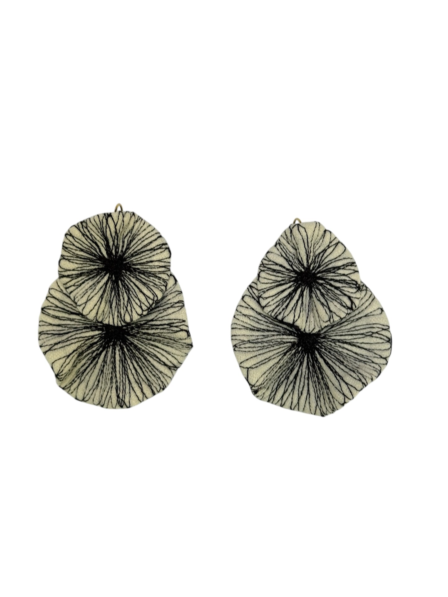 Pendientes Artesanales de Algodón Bordado - Arte y Tradición Italiana (blanco y negro)