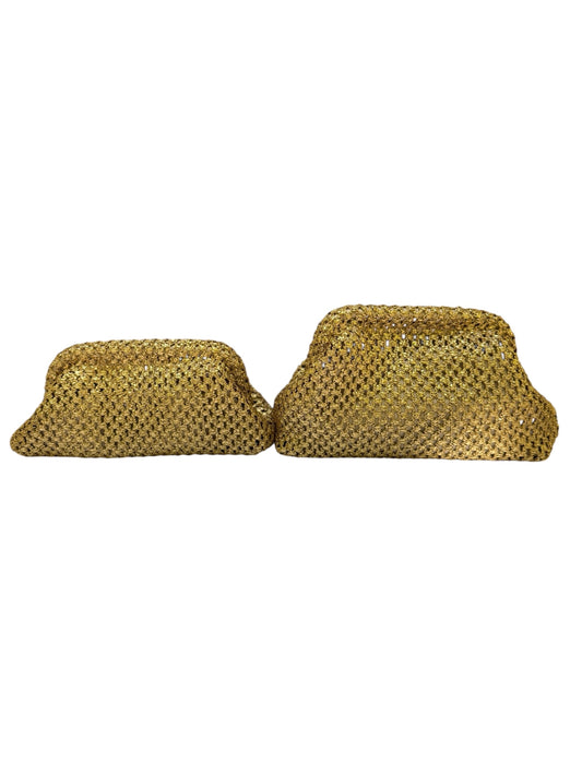 Clutch de lino dorado tejido - pequeño