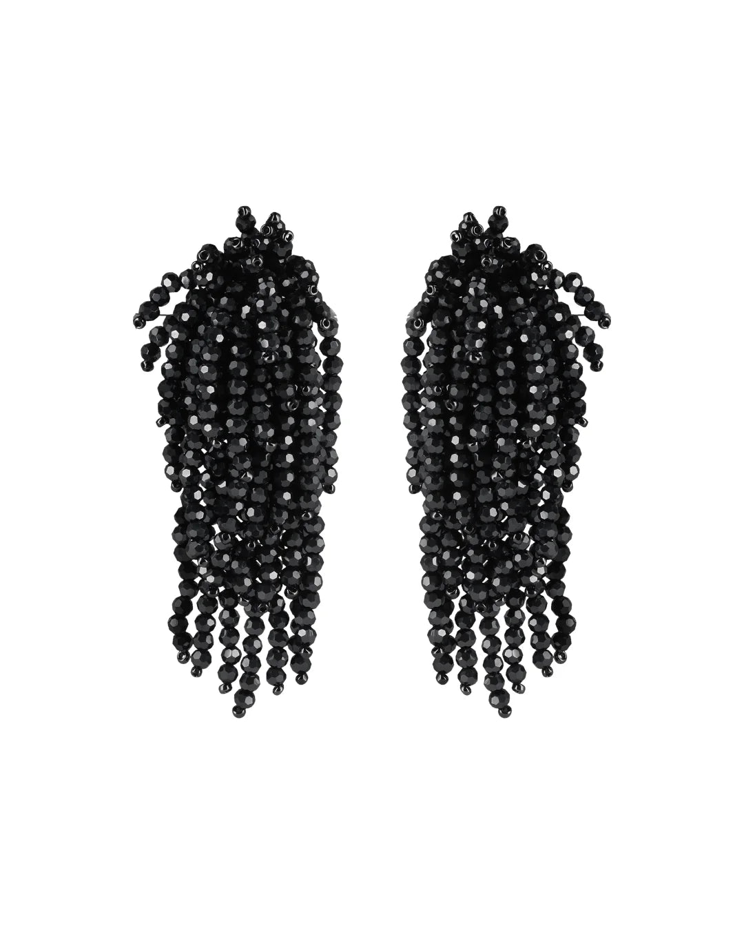 Pendientes cascada de cristal facetado negro