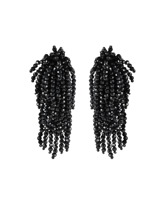 Pendientes cascada de cristal facetado negro