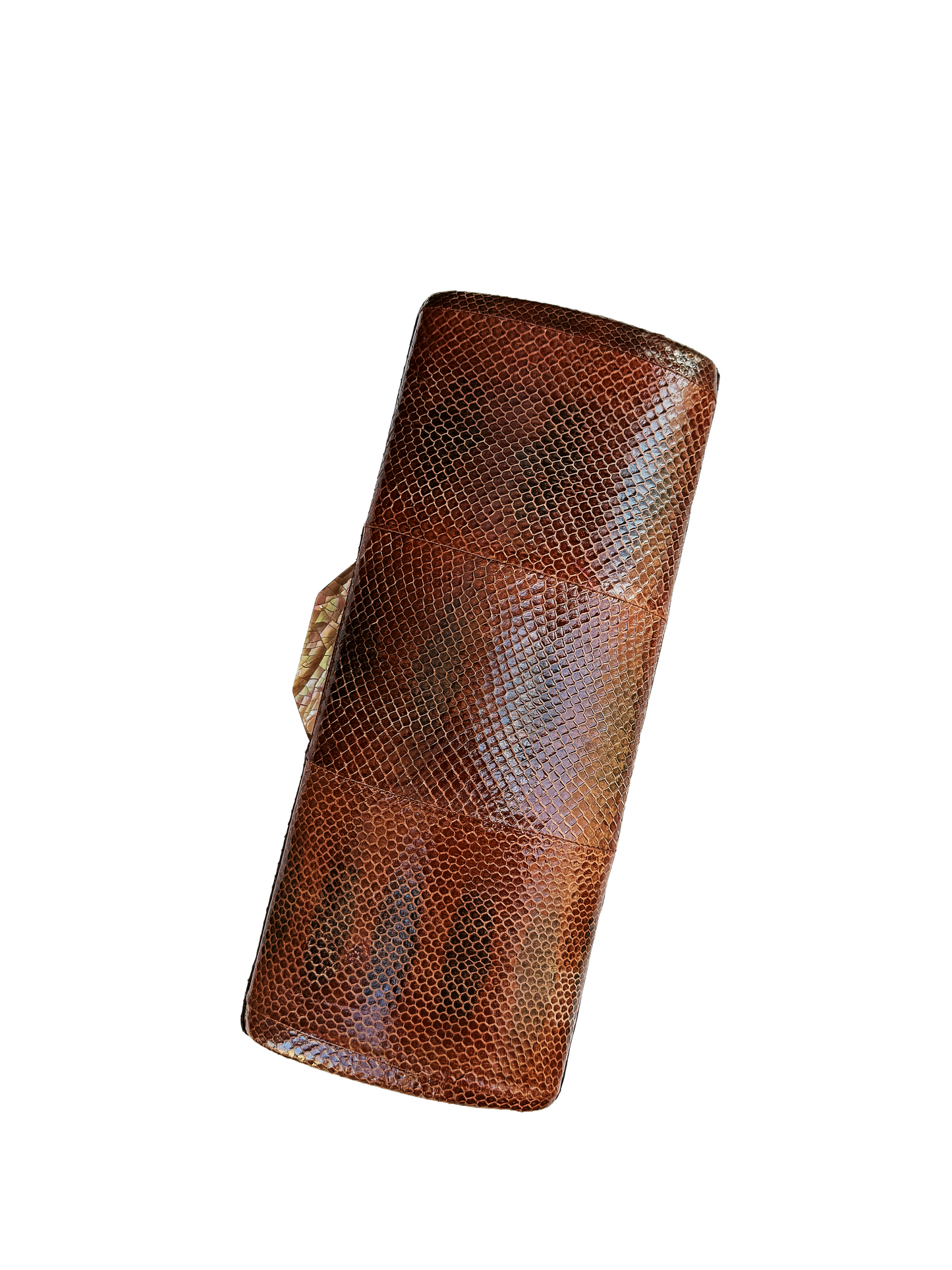 Clutch piel serpiente color coñac