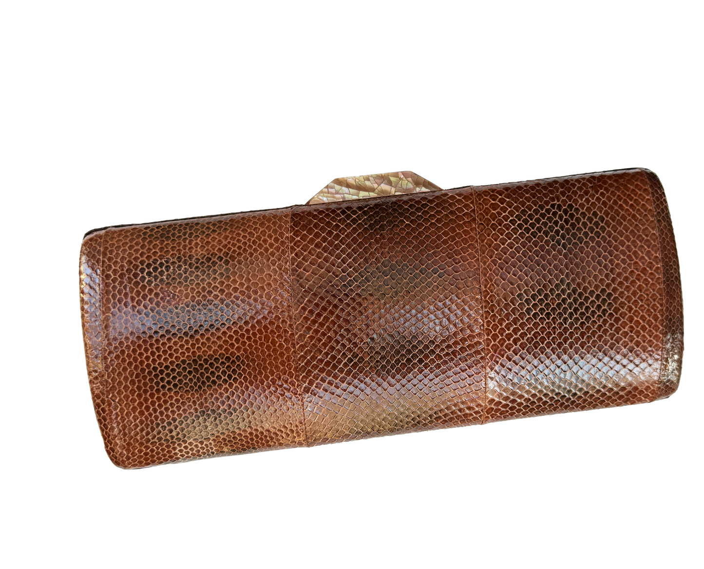 Clutch piel serpiente color coñac