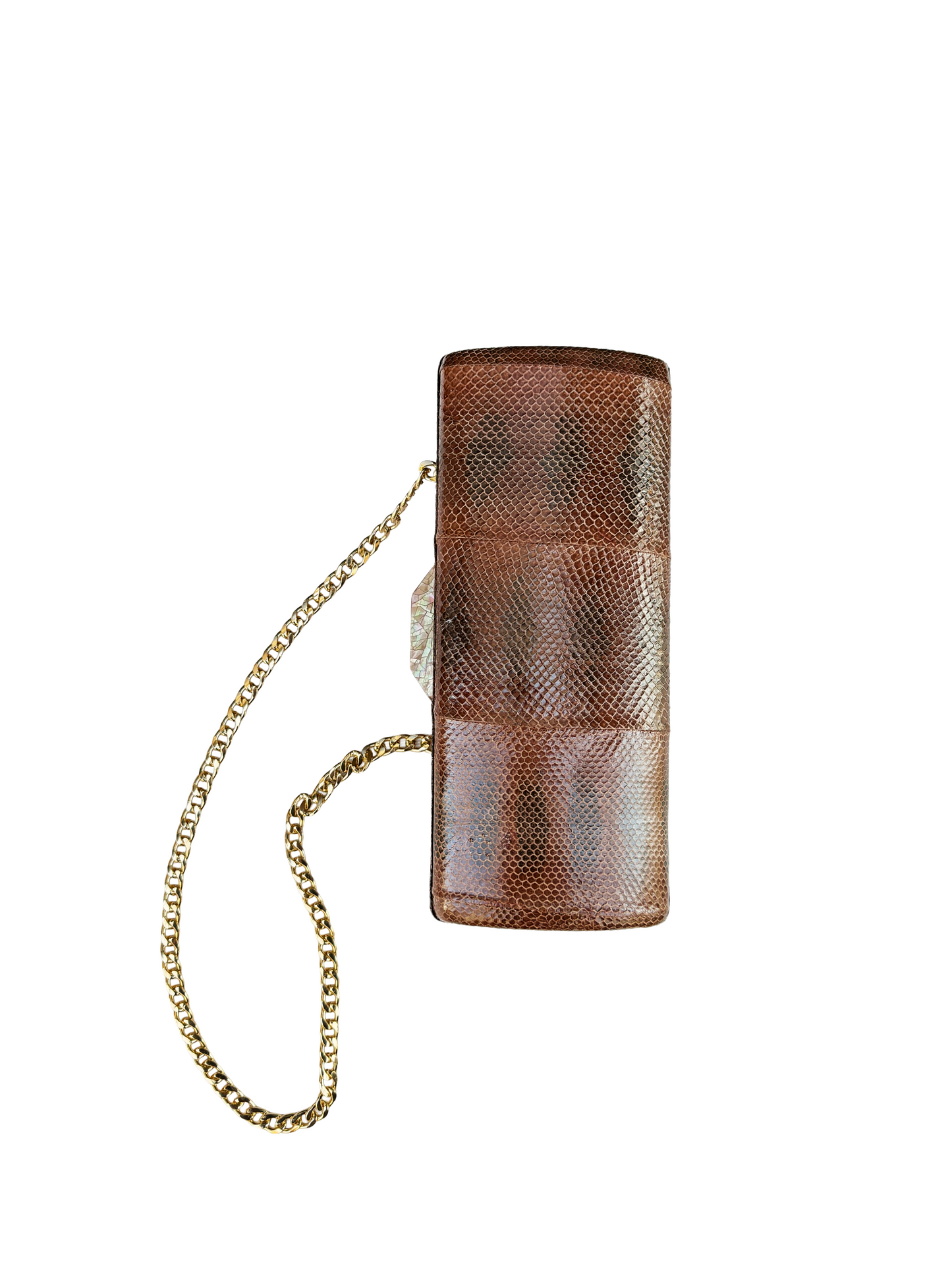 Clutch piel serpiente color coñac