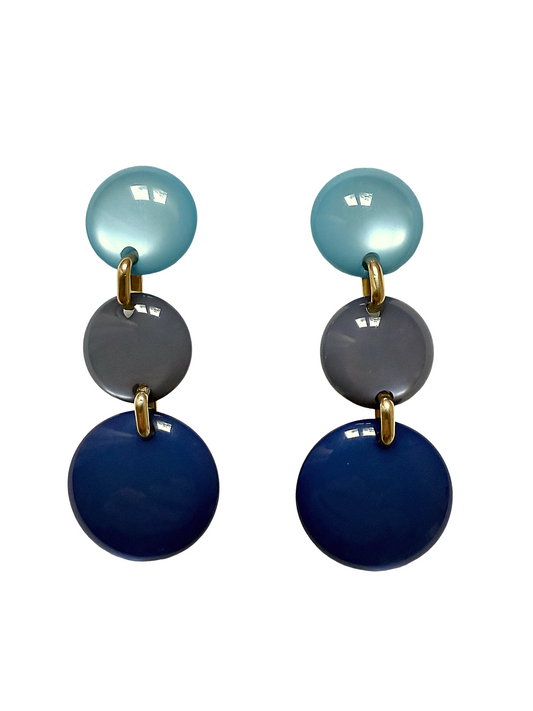 Pendientes de resina Triunvirato azul