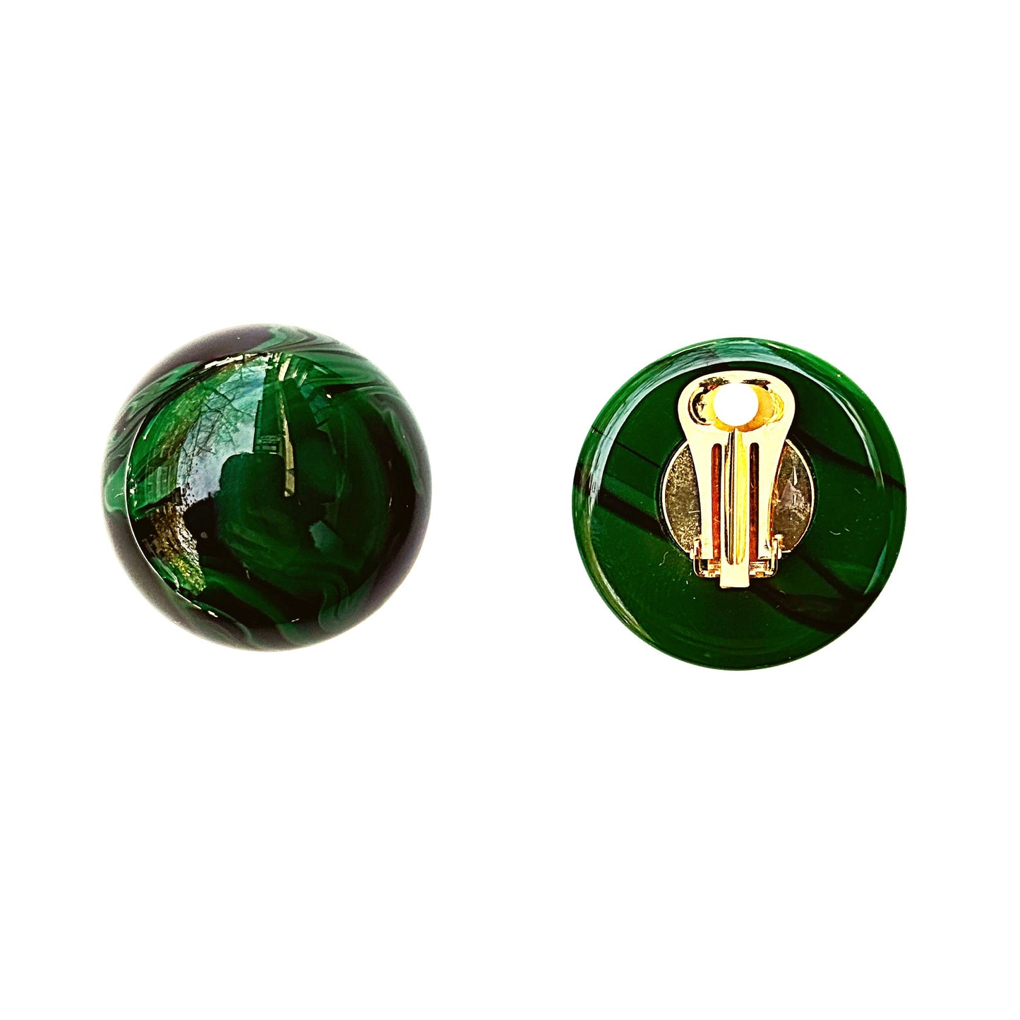 Pendientes de botón resinas efecto malaquita