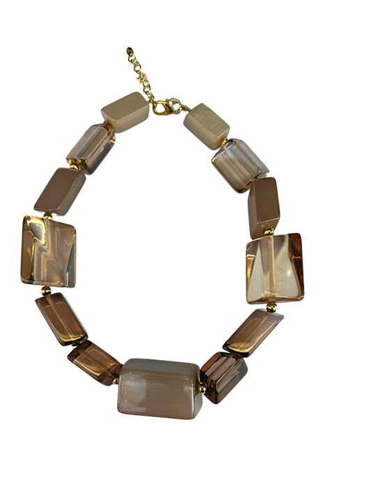 Collar de resina italiana Luce d'Ambra color beige y miel