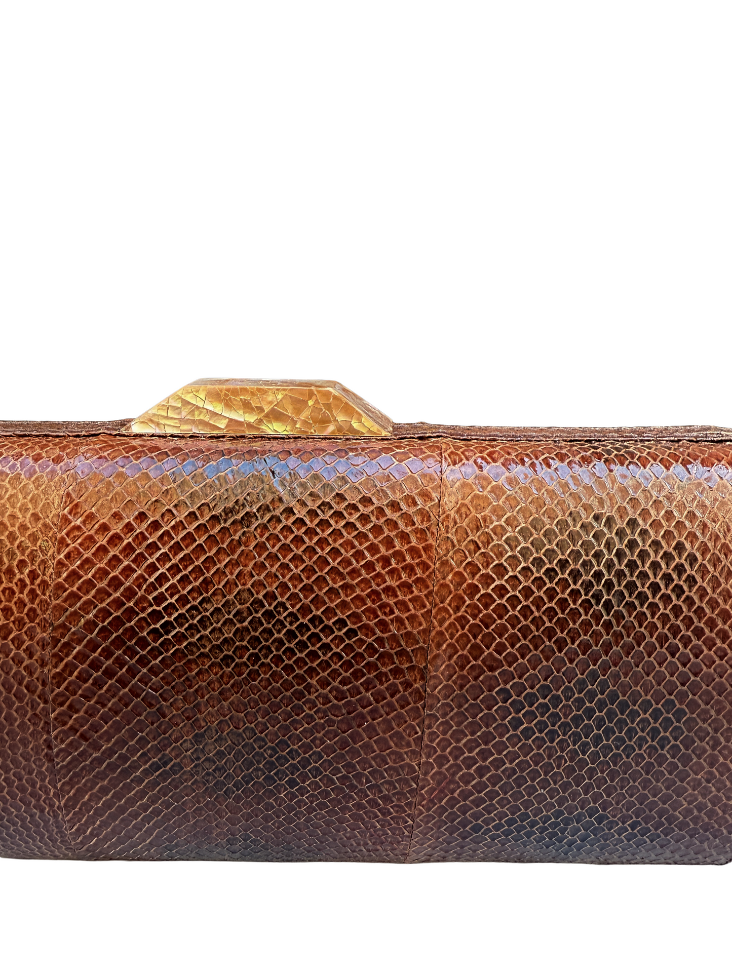 Clutch piel serpiente color coñac