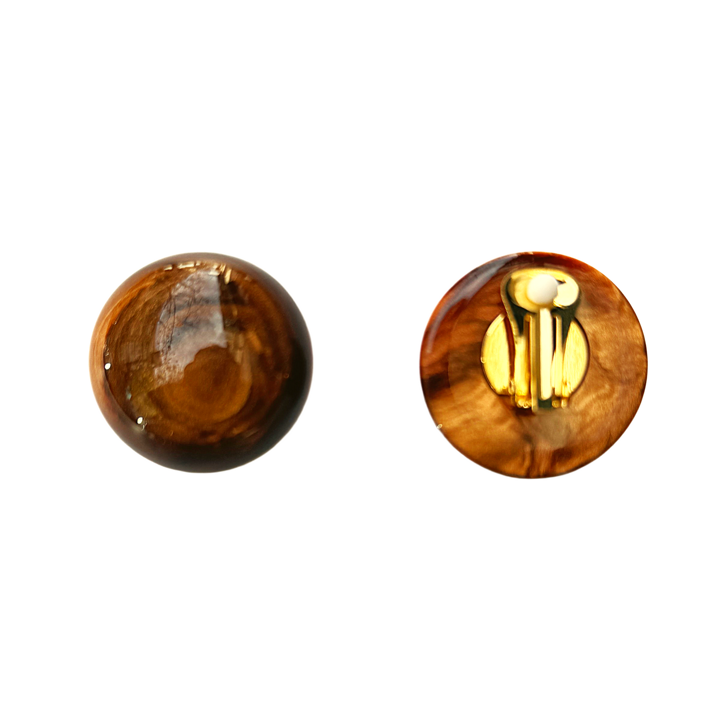 Pendientes de botón resinas efecto marmolado tierras
