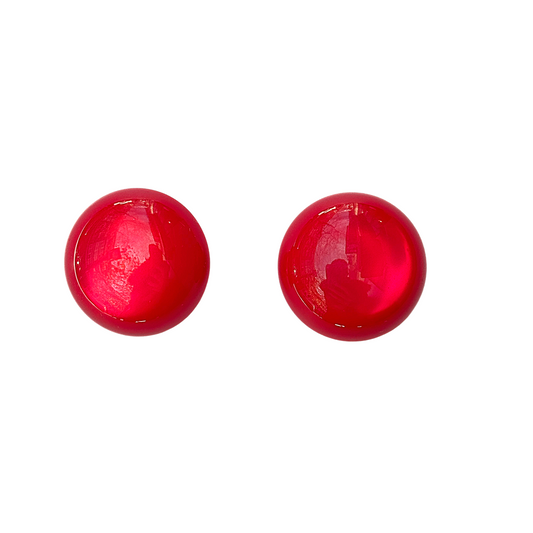 Pendientes de botón resinas rojo satinado