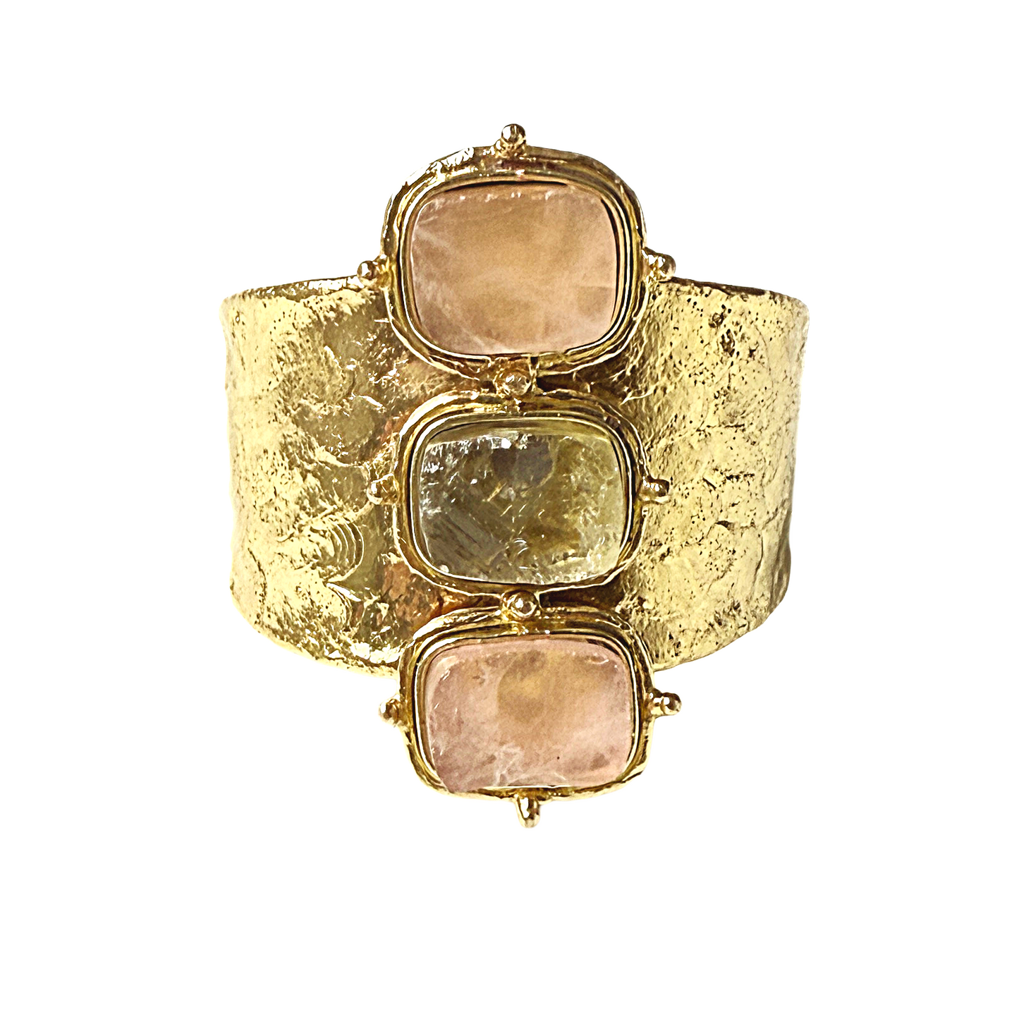 Brazalete rígido bronce y cuarzos naturales