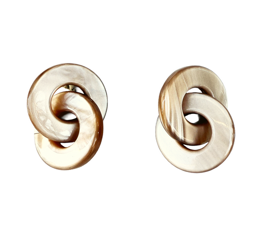 Pendientes de resina italiana  beige entrelazada