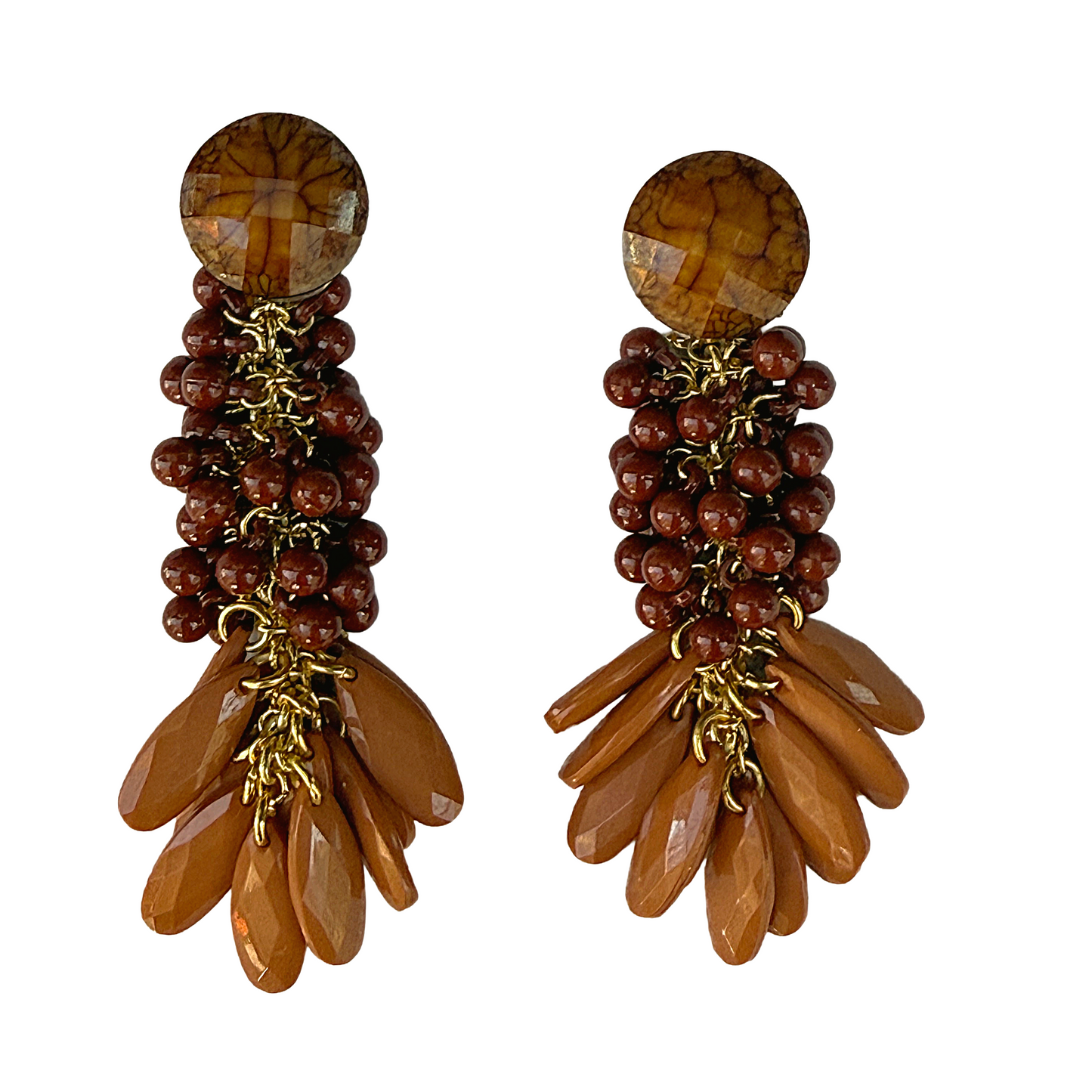 Pendientes  FAHOMA artesanales en tonos tierra y ámbar