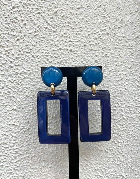 Pendientes rectangulares en resina italiana en tonos azules