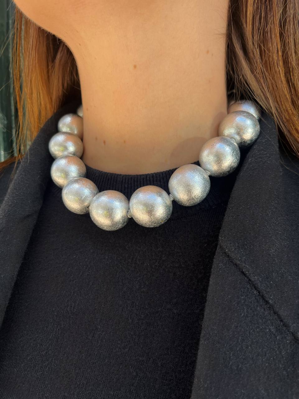 Collar FAHOMA madera y pan de PLATA resinado