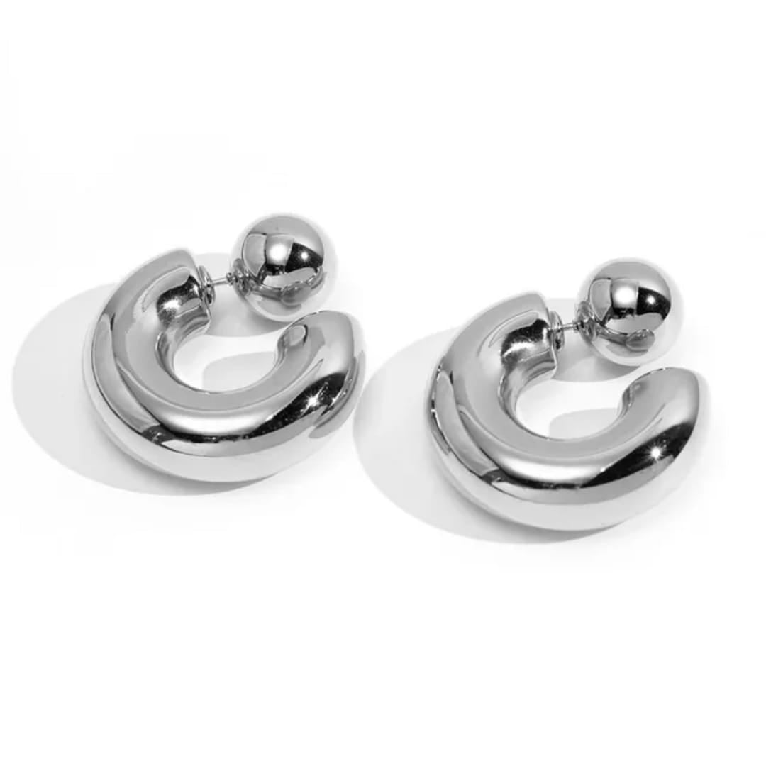 Aros plateados "chunky style"