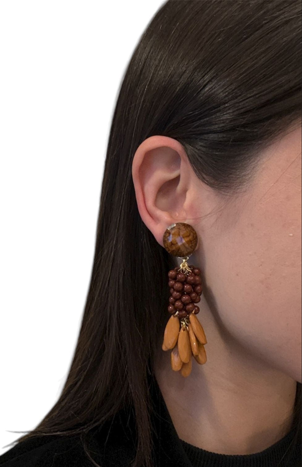 Pendientes  FAHOMA artesanales en tonos tierra y ámbar