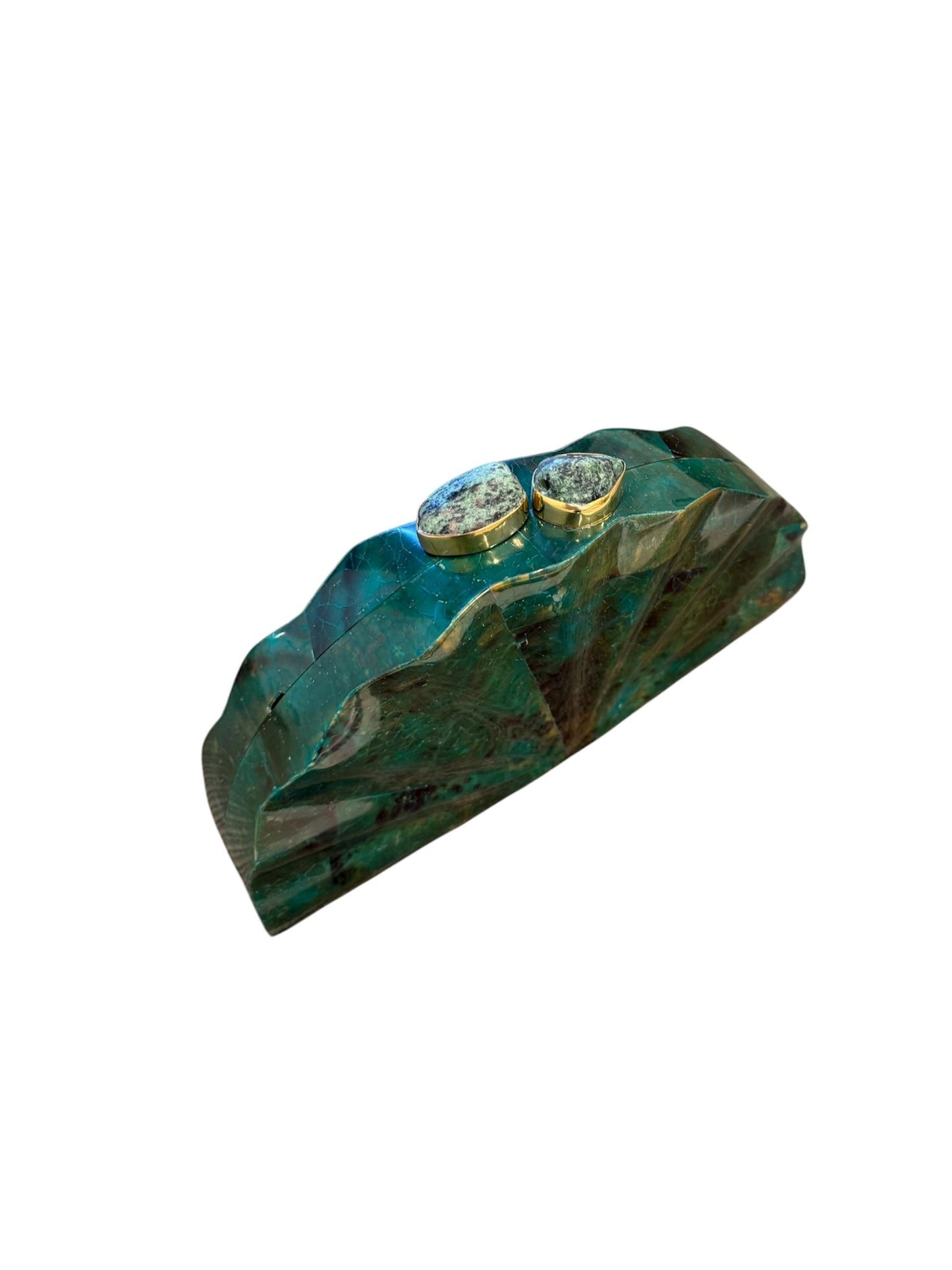 Bolso joya de nácar natural  color malaquita- Lujo artesanal