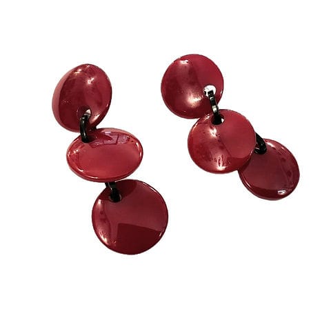 Pendientes Cascada resina granate. Diseño artesanal francés