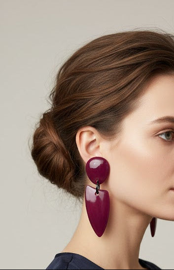 Pendientes gota espectacular burdeos