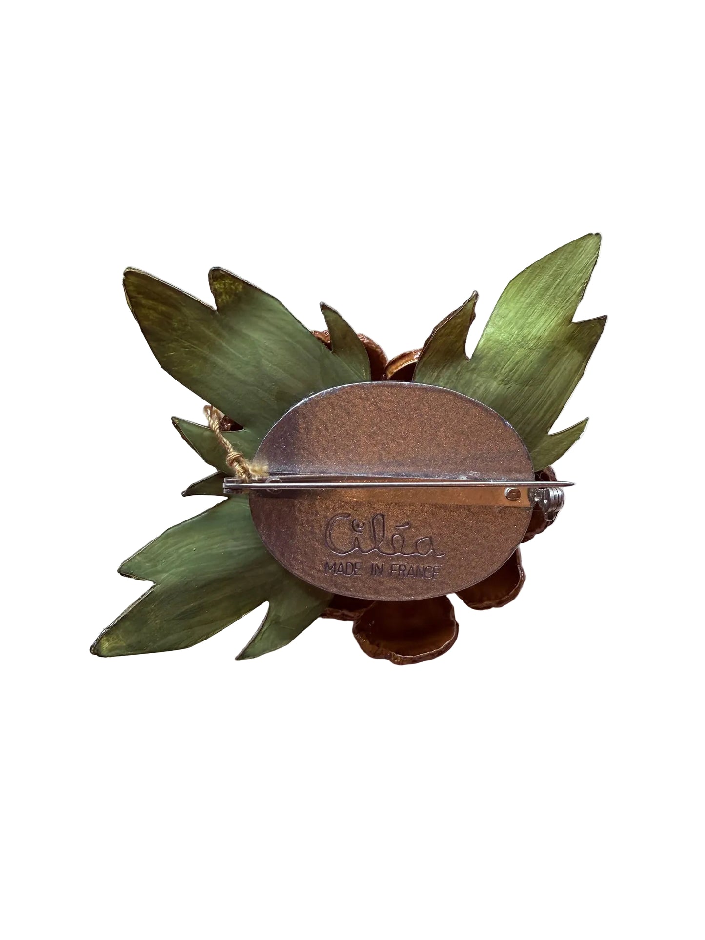 Broche de diseño artesanal en resina – Motivo vegetal exclusivo