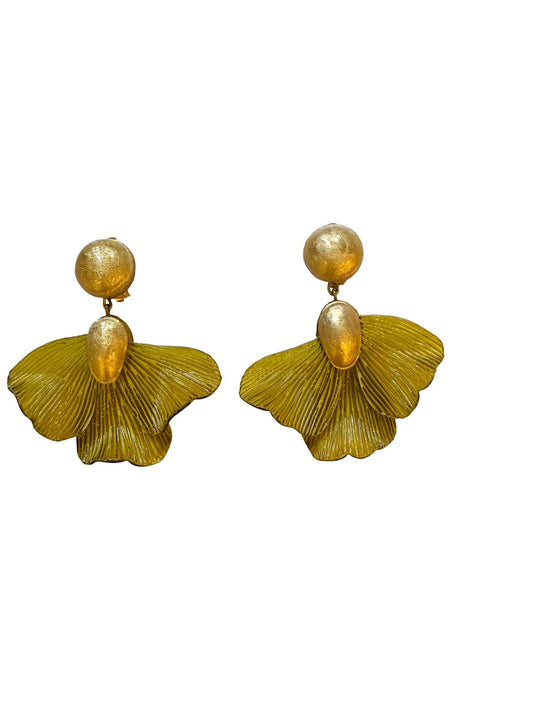 Pendientes alma de resina color oliva y oro