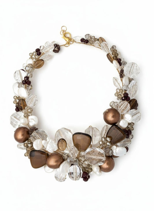 Collar artesanal Fahoma en resina, perla y cristal | Pieza única