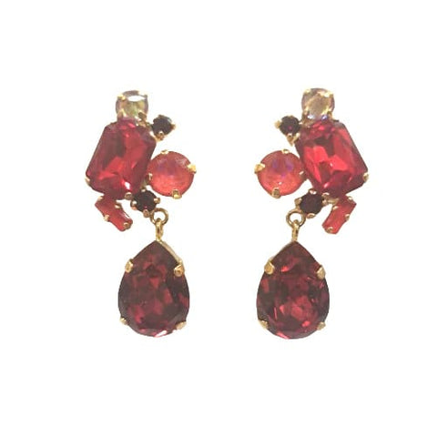 Pendientes cristal checo color rojo