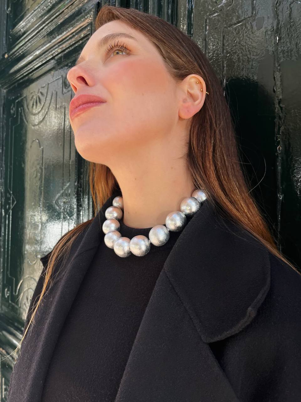 Collar FAHOMA madera y pan de PLATA resinado