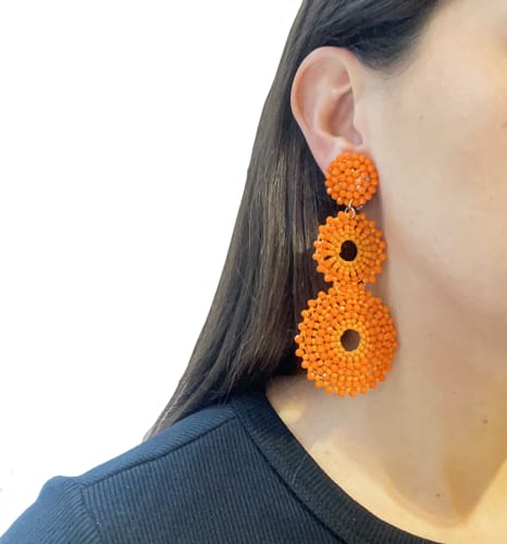 Pendientes círculos cristal facetado  naranja (y más colores...)