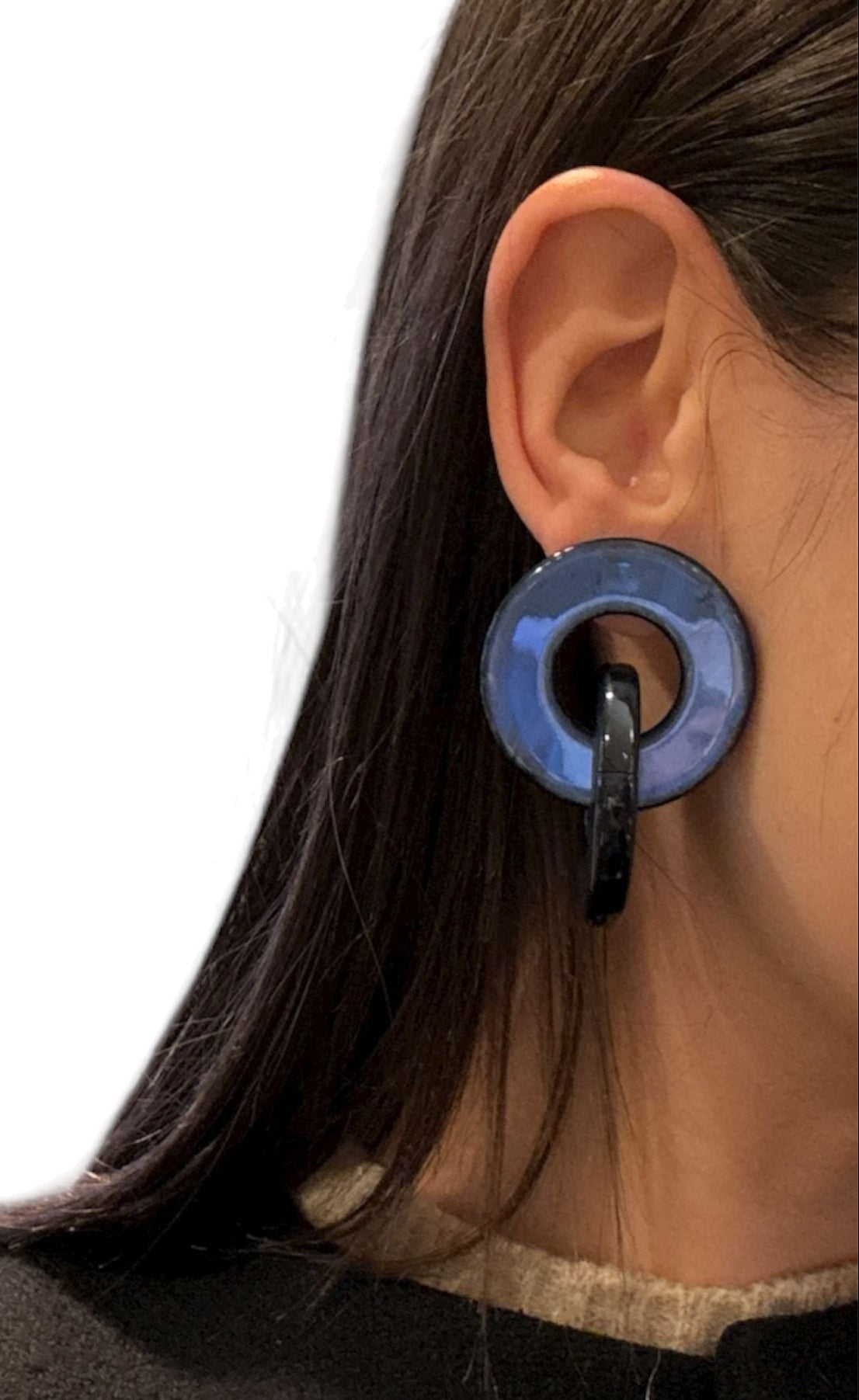 Pendientes de resina italiana  beige entrelazada