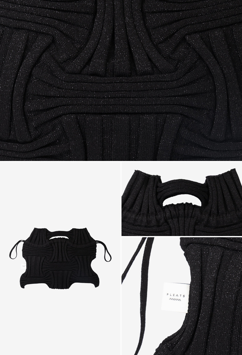 Bolso de mano de punto lúrex color negro