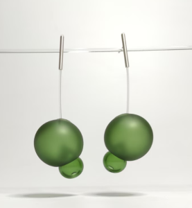 Pendientes esferas verdes en vidrio soplado