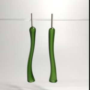 Pendientes vidrio templado tubo verde savia