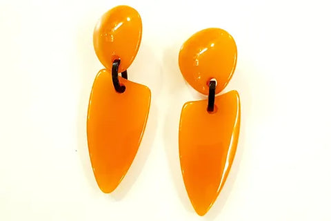 Pendientes resina naranja ambarada