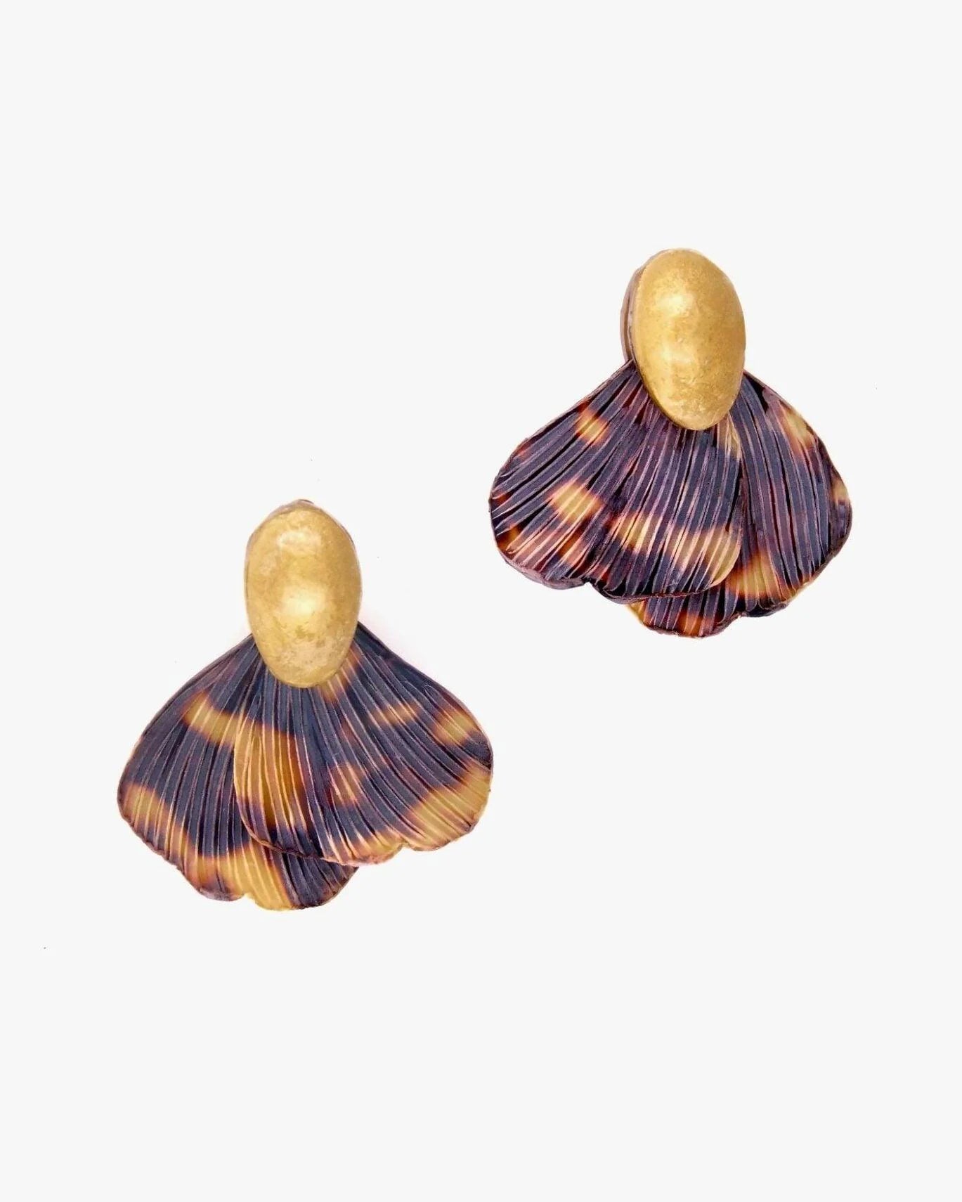 Pendientes flores de resina  color carey