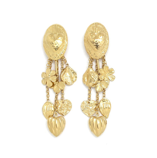 Pendientes dorados con dije de resina ambarada (Copia)