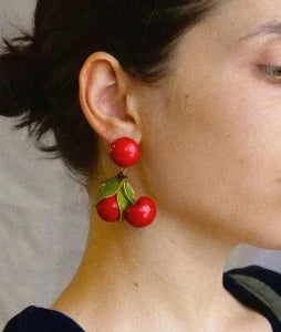 Pendientes cerezas de resina