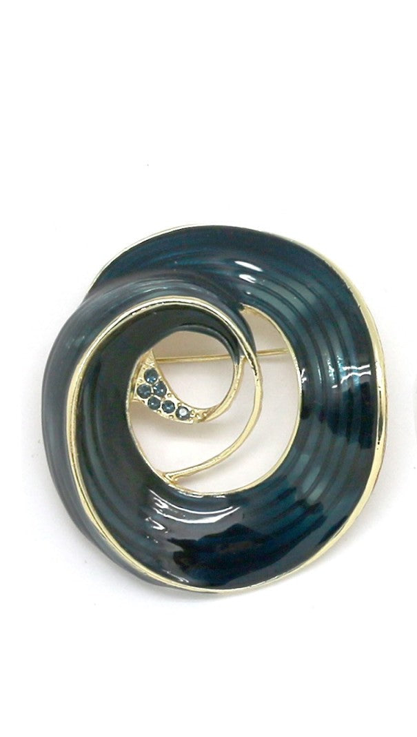 Broche corona floreada esmalte y strass