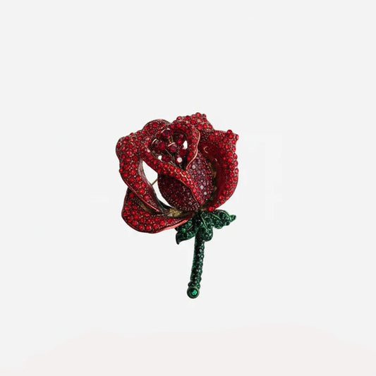 Broche de micropavé rosa roja