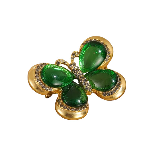 Broches de mariposa en latón y resina efecto cristal