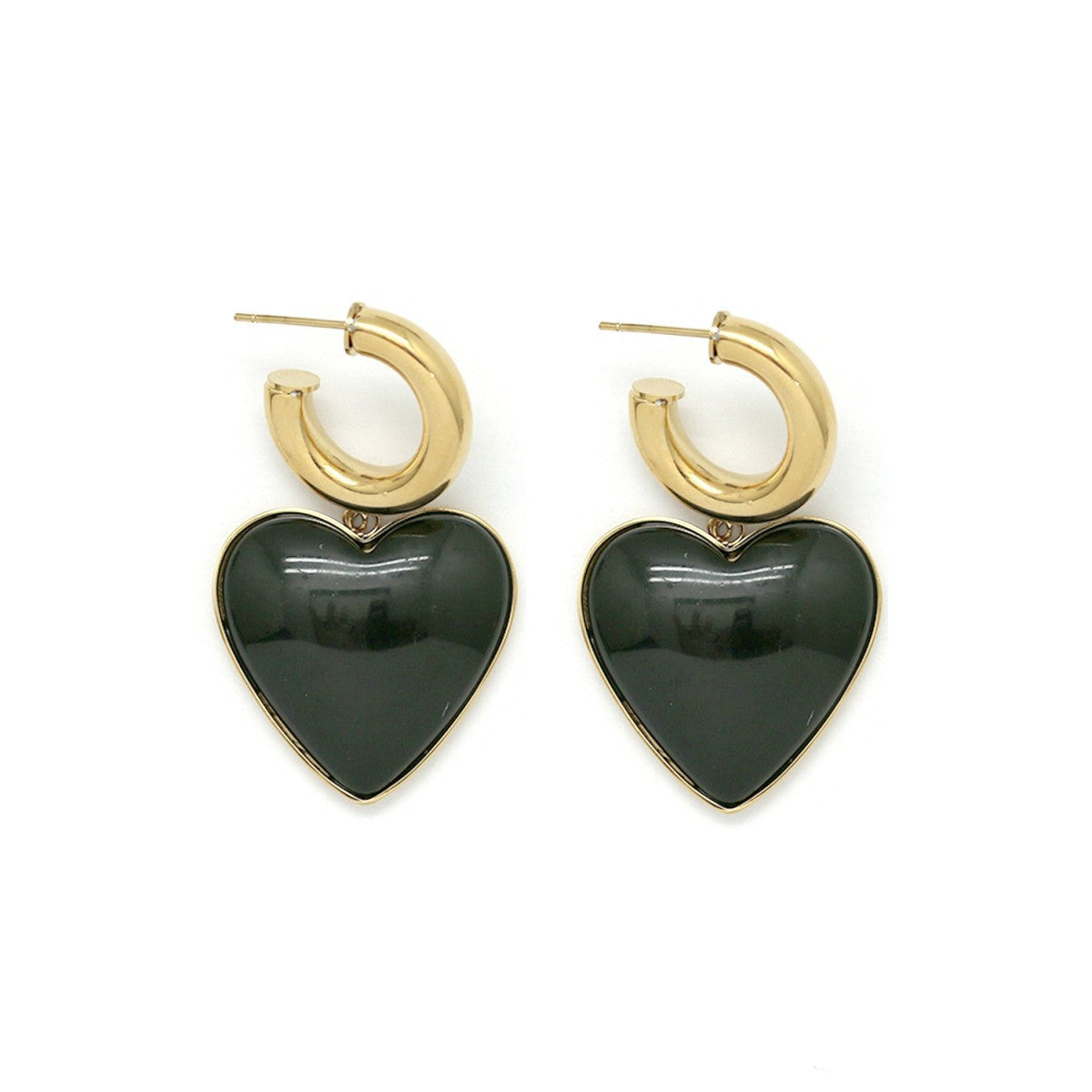 Aros gruesos con corazón negro
