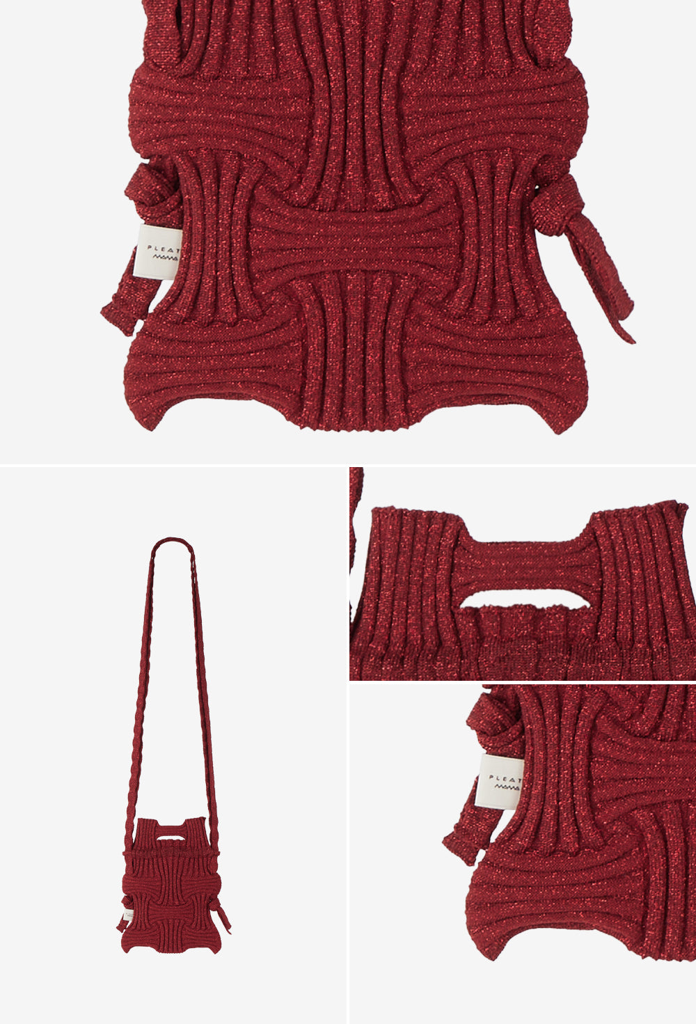 Bolso bandolera de punto lúrex color burgundy