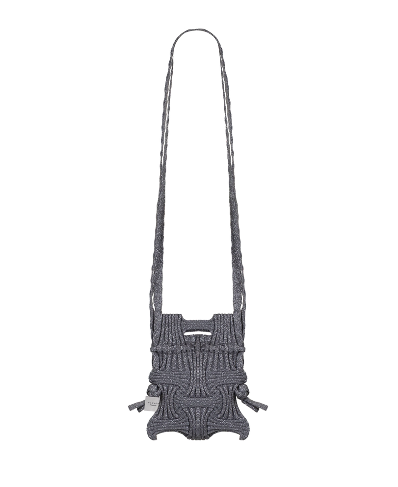 Bolso bandolera de punto lúrex color glitter plata oscura