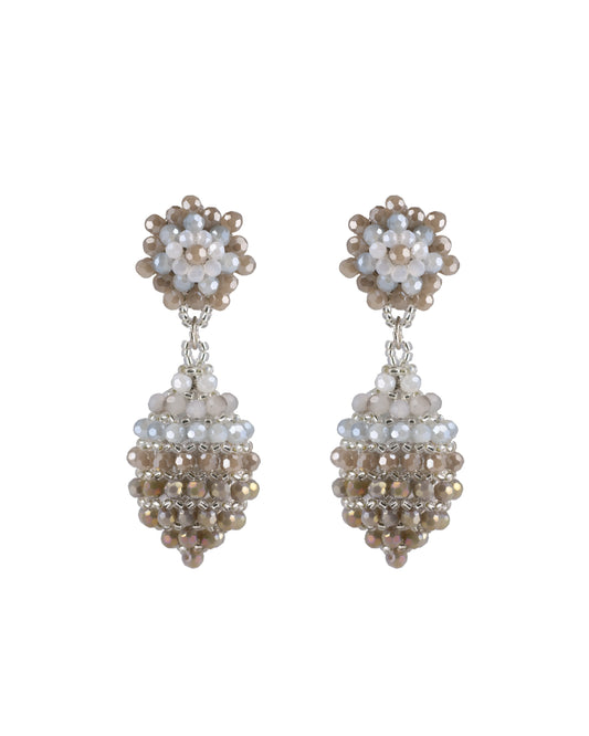Pendientes gotas de cristal facetado colores piedra al gris